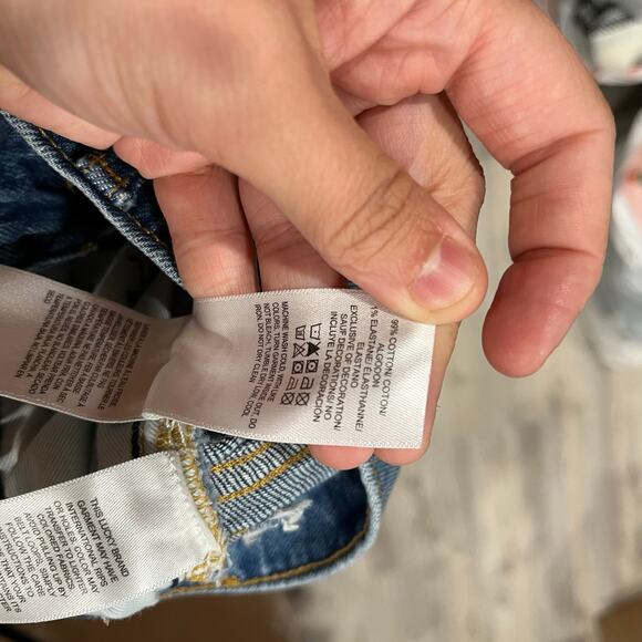 Lucky Brand Embroidered Denim 90s Midi High Rise Button Fly Shorts Womens 00/24 - Picture 7 of 10